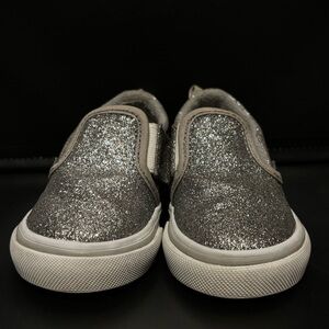 Vans silver glittery toddler size 4 slip on with velcro